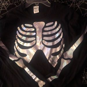 Victoria’s Secret Pink holographic skeleton shirt